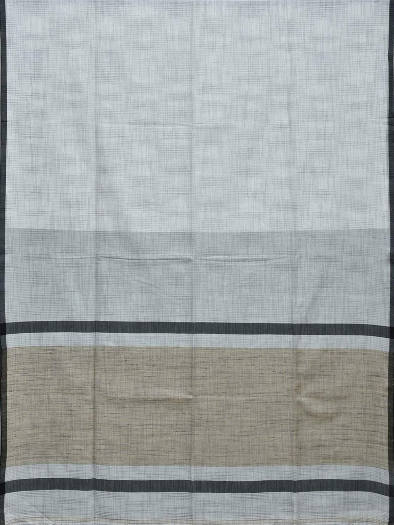 White Organic Cotton Handloom Saree with Strips Design o0263