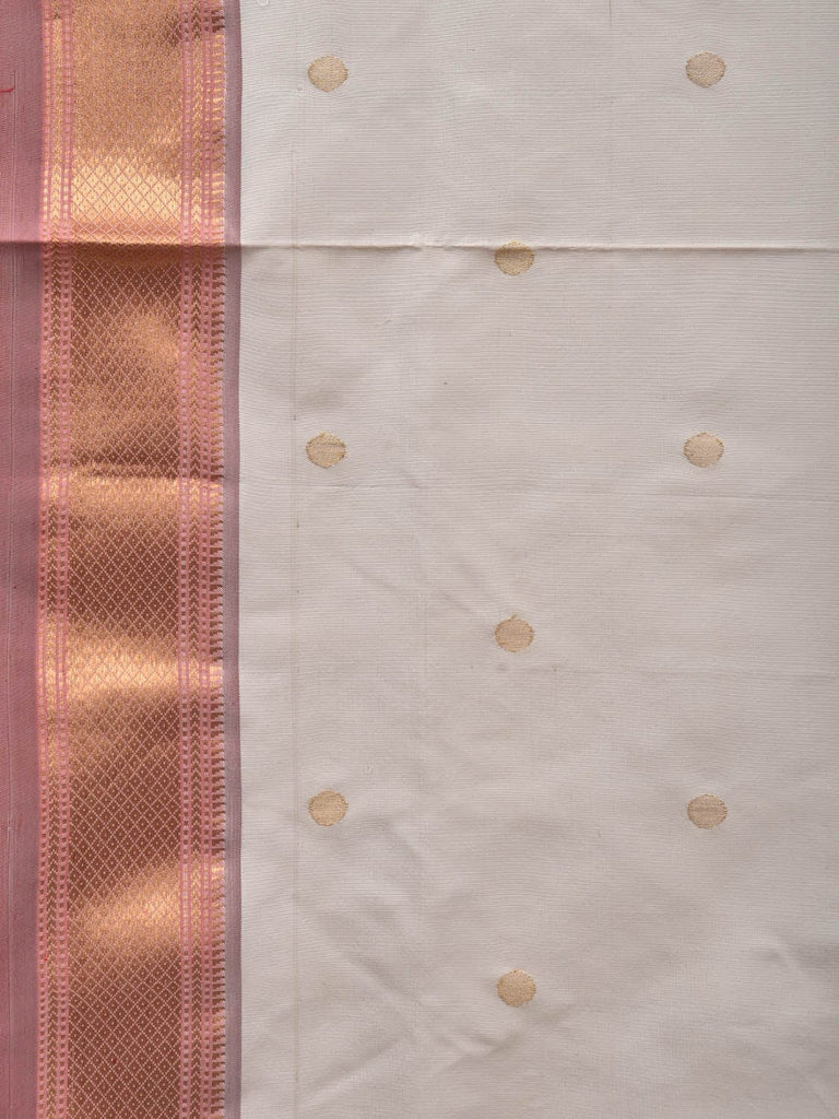 White Paithani Silk Handloom Saree with Special Pallu Design p0465