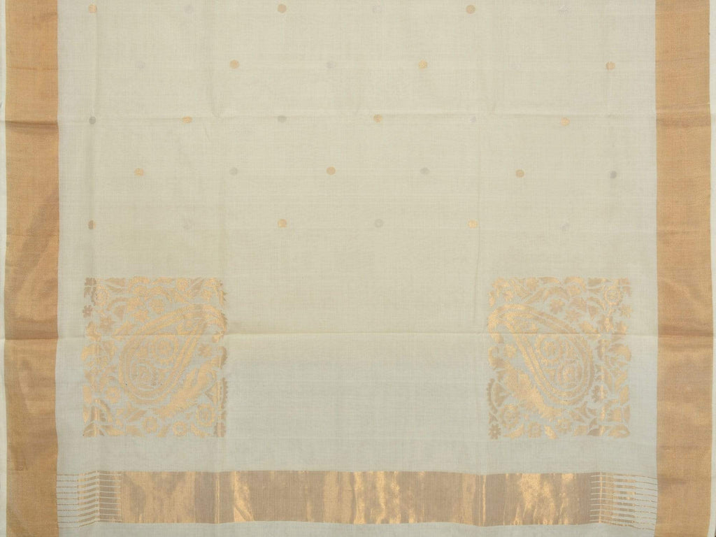White Uppada Cotton Handloom Saree with Corner Mango Design u1541
