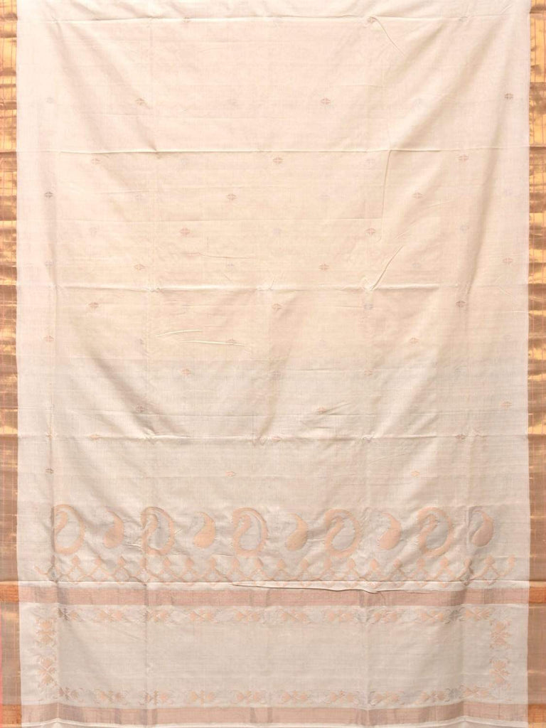 White Uppada Cotton Handloom Saree with Mango Design Pallu u1658