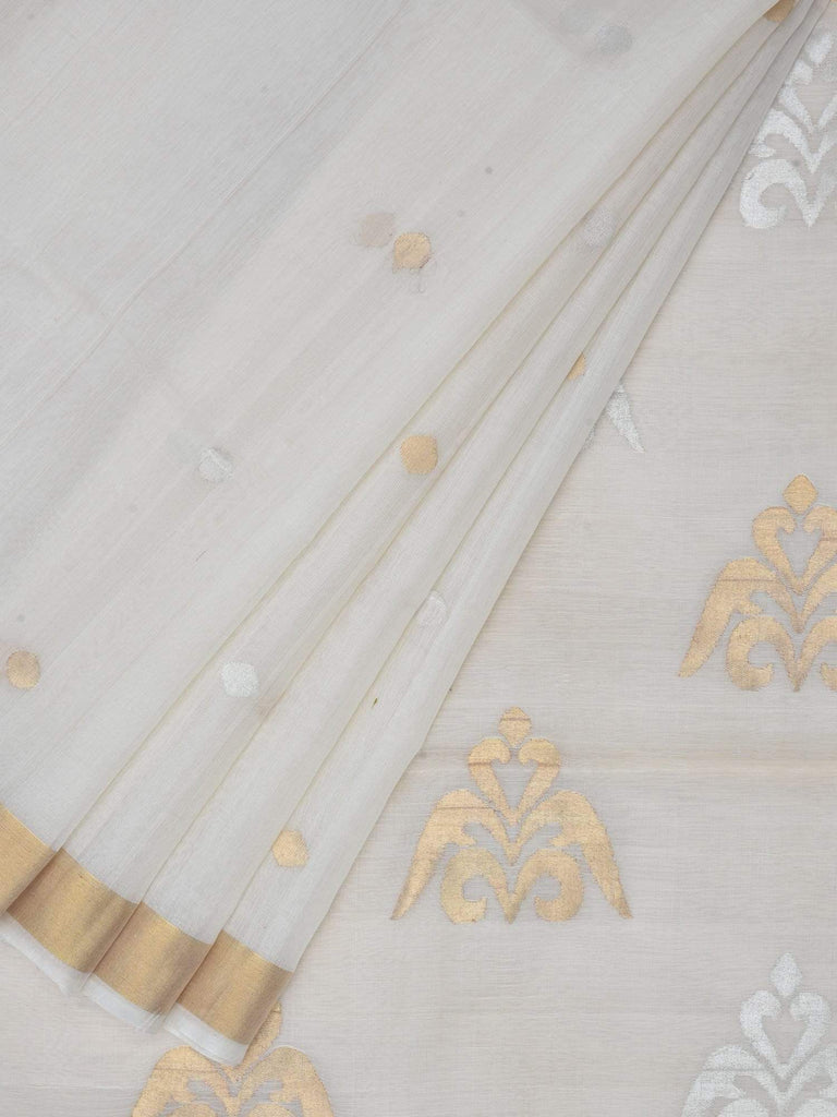 White Uppada Cotton Silk Handloom Saree with Pallu Design u1411