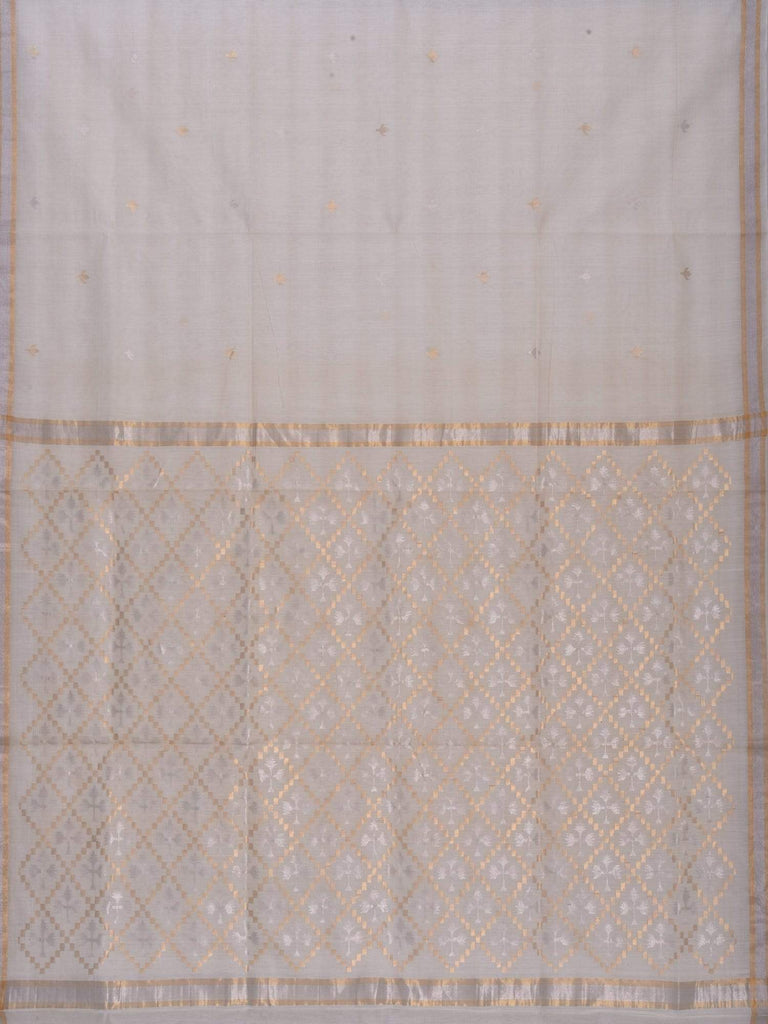 White Uppada Kora Silk Handloom Sare with Jamdani Pallu Design u1284