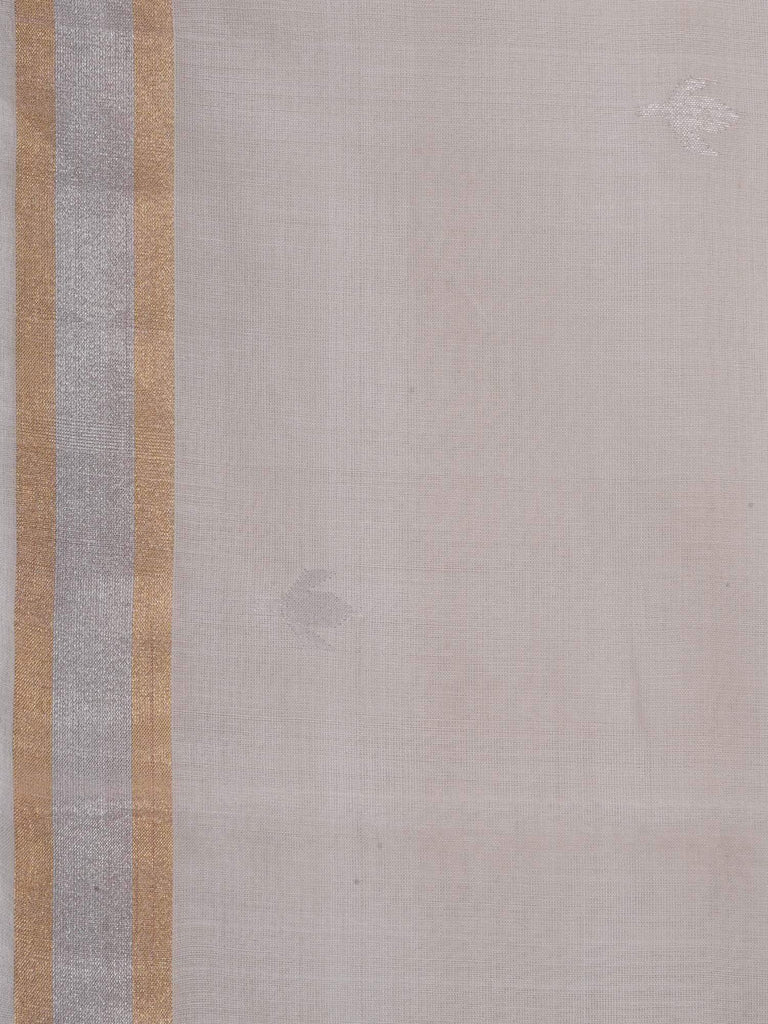White Uppada Kora Silk Handloom Sare with Jamdani Pallu Design u1284