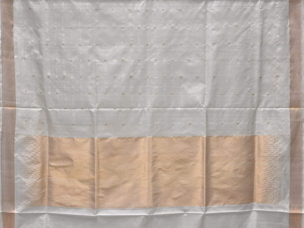 White Uppada Silk Handloom Saree with Small Deep Buta Design u1787