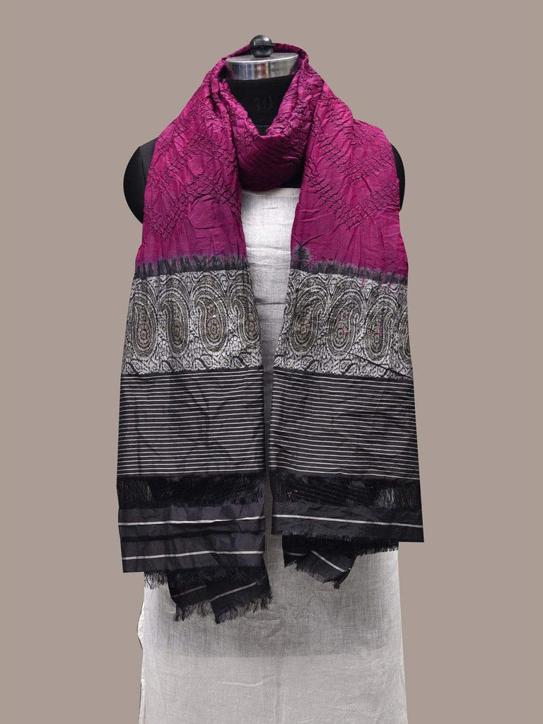 Wine Bandhani Banaras Silk Handloom Dupatta with Border Design ds2450