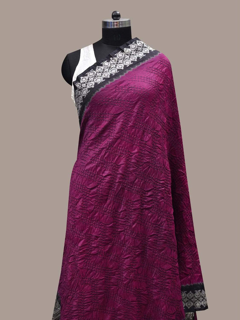Wine Bandhani Banaras Silk Handloom Dupatta with Border Design ds2450