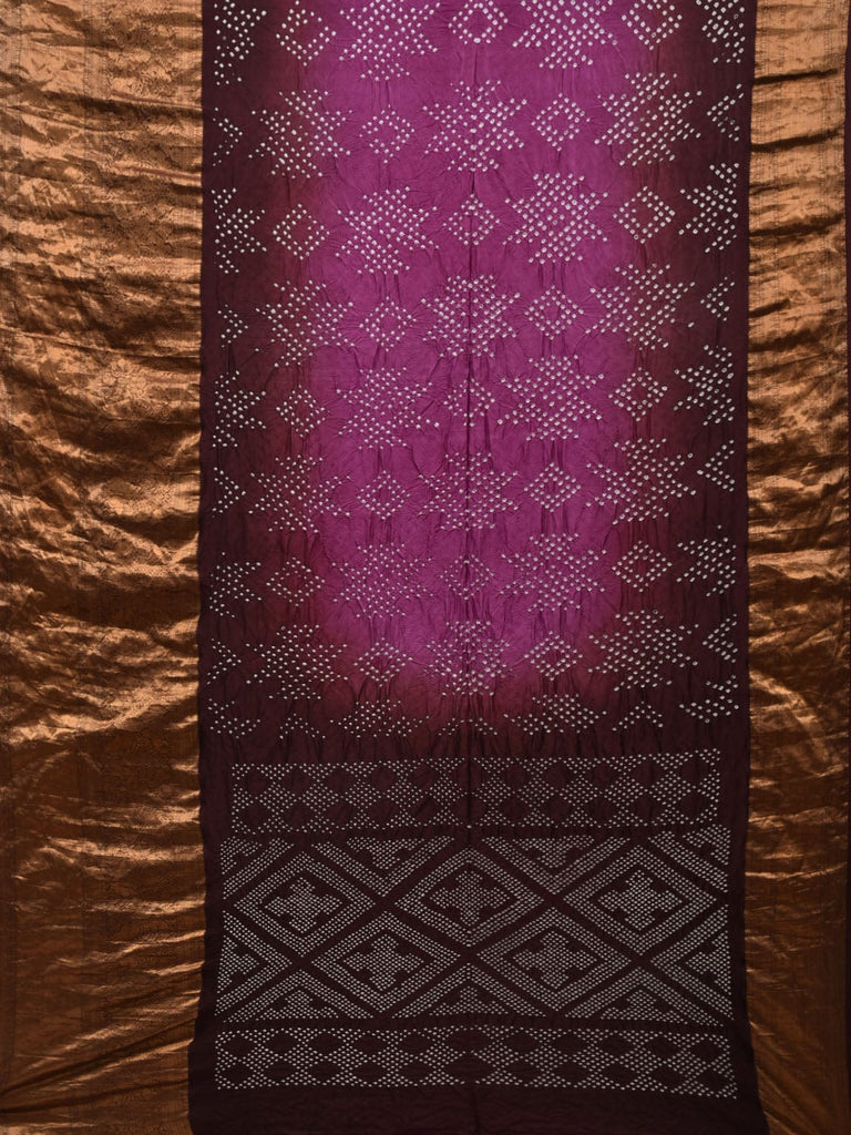 Wine Bandhani Kanchipuram Silk Handloom Saree with Border Design bn0385