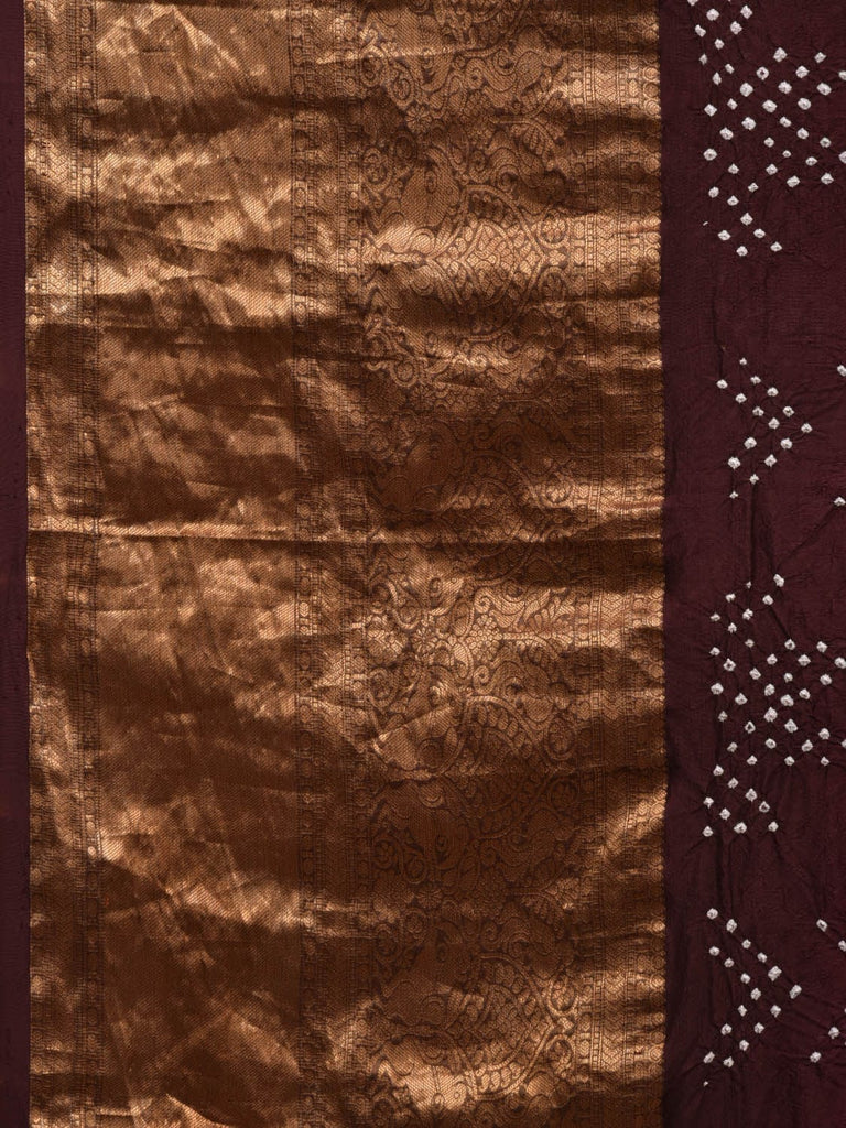 Wine Bandhani Kanchipuram Silk Handloom Saree with Border Design bn0385