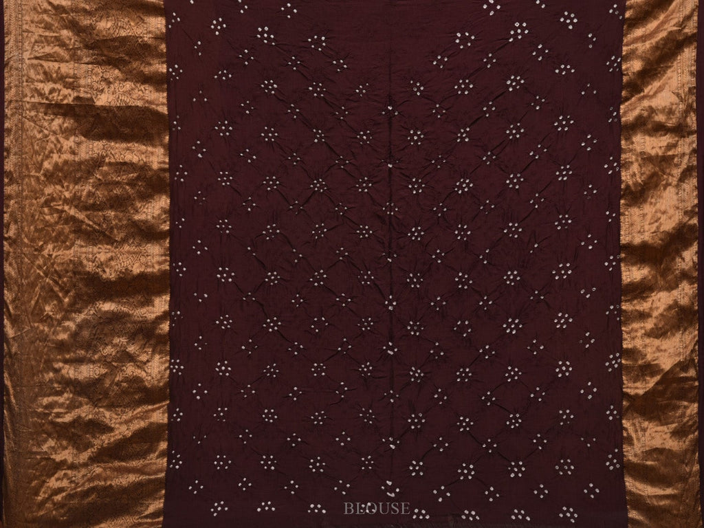 Wine Bandhani Kanchipuram Silk Handloom Saree with Border Design bn0385
