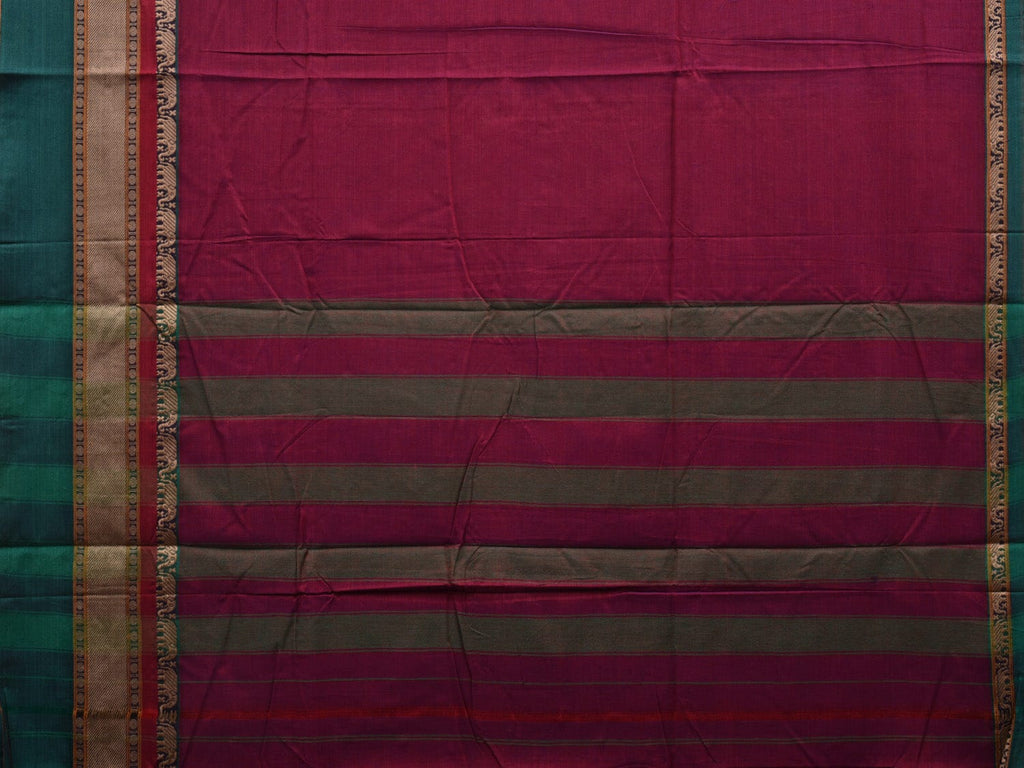 Wine Kanchi Cotton Plain Saree wtih One Side Border Design o0321