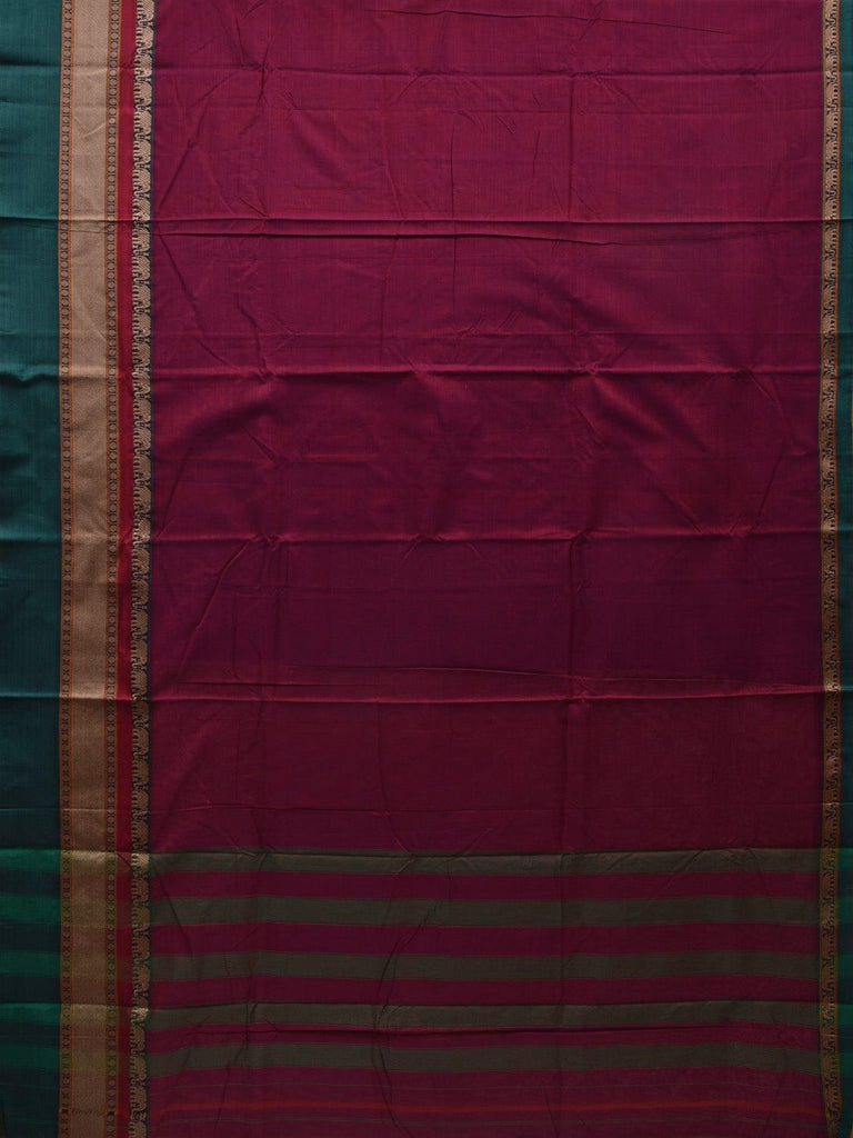 Wine Kanchi Cotton Plain Saree wtih One Side Border Design o0321