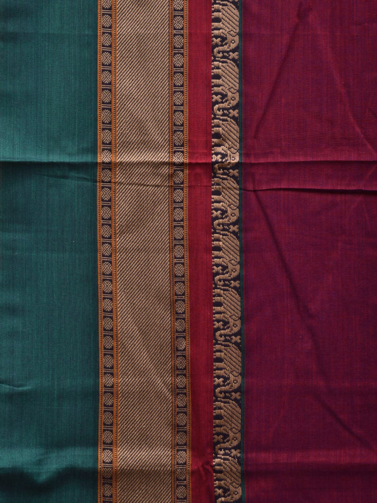 Wine Kanchi Cotton Plain Saree wtih One Side Border Design o0321