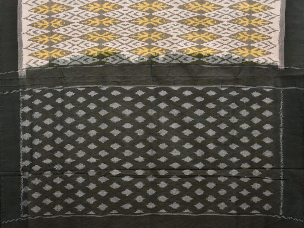 Yellow and Black Pochampally Ikat Cotton Handloom Saree with Grill Design i0731