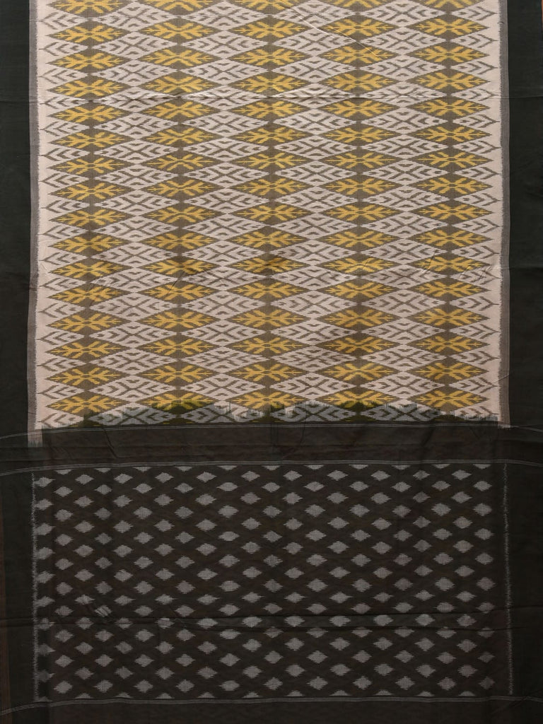 Yellow and Black Pochampally Ikat Cotton Handloom Saree with Grill Design i0731