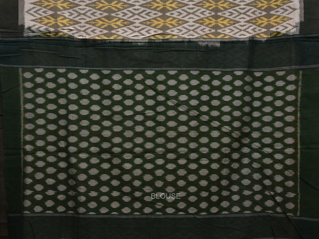 Yellow and Black Pochampally Ikat Cotton Handloom Saree with Grill Design i0731