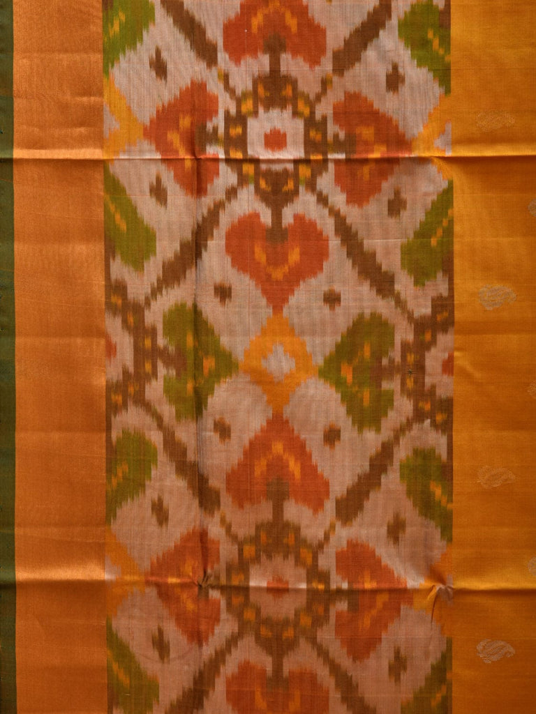 Yellow and Dark Green Uppada Silk Handloom Saree with Border Ikat and Buta Design u1853