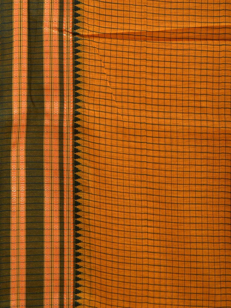Yellow and Green Bamboo Cotton Saree with Checks Design bc0076