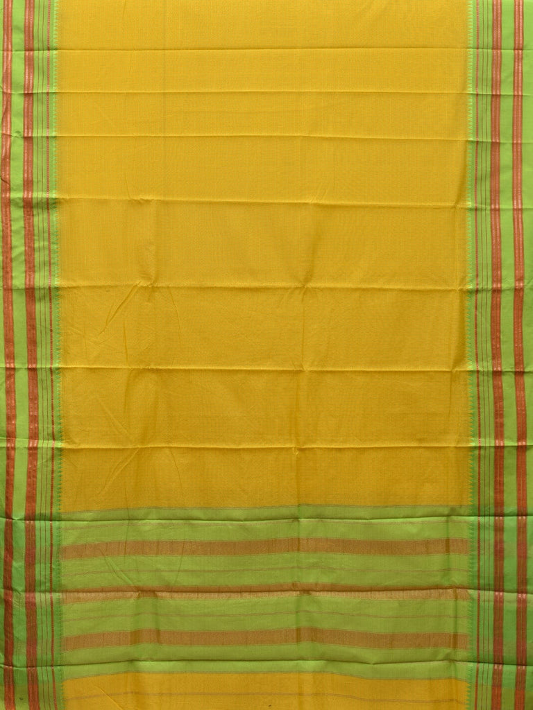 Yellow and Light Green Bamboo Cotton Silk Saree with Checks Design bc0057