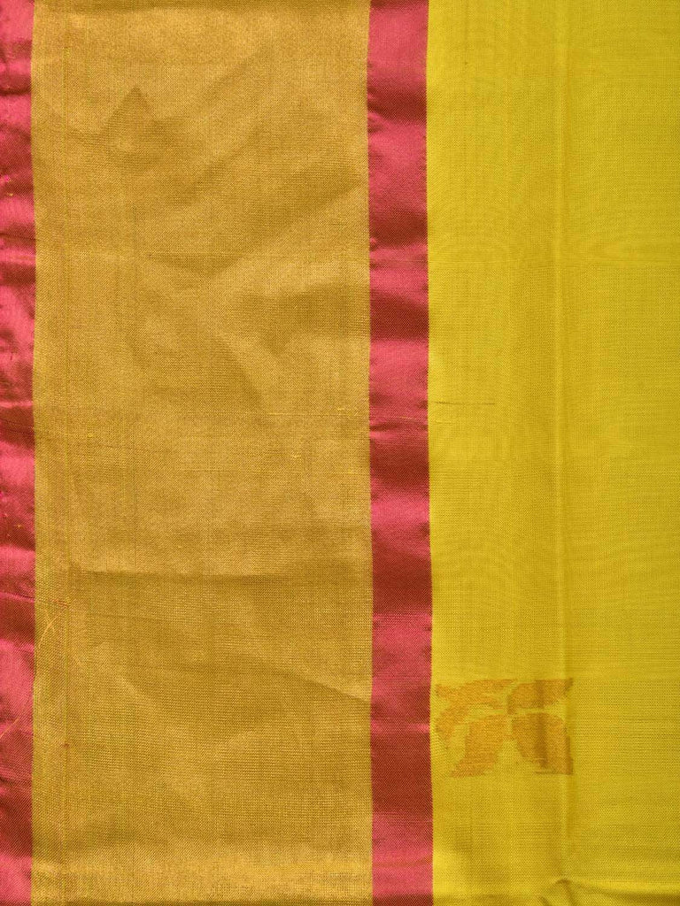 Yellow and Pink Uppada Silk Handloom Saree with Buta and Contrast Pallu Design u1746