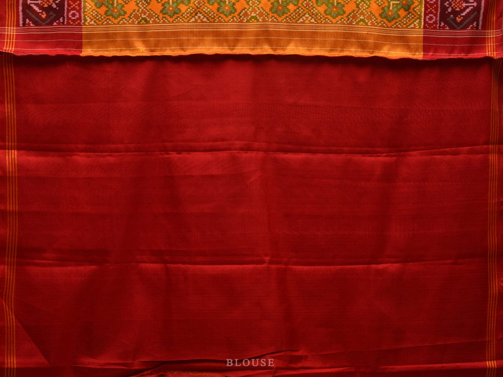 Yellow and Red Pochampally Ikat Silk Handloom Saree with Grill Design i0679