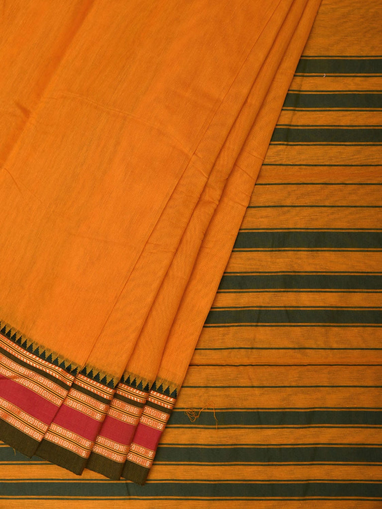 Yellow Bamboo Cotton Plain Saree with Border Design bc0081