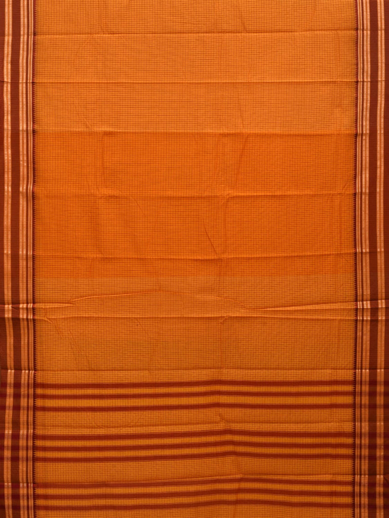 Yellow Bamboo Cotton Saree with Checks Design bc0037