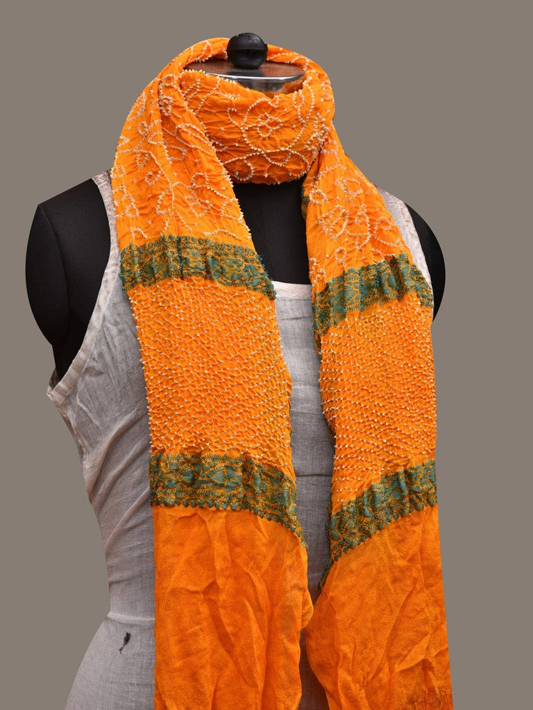 Yellow Bandhani Banaras Georgette Dupatta with Border Design ds2631