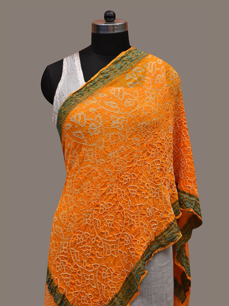 Yellow Bandhani Banaras Georgette Dupatta with Border Design ds2631