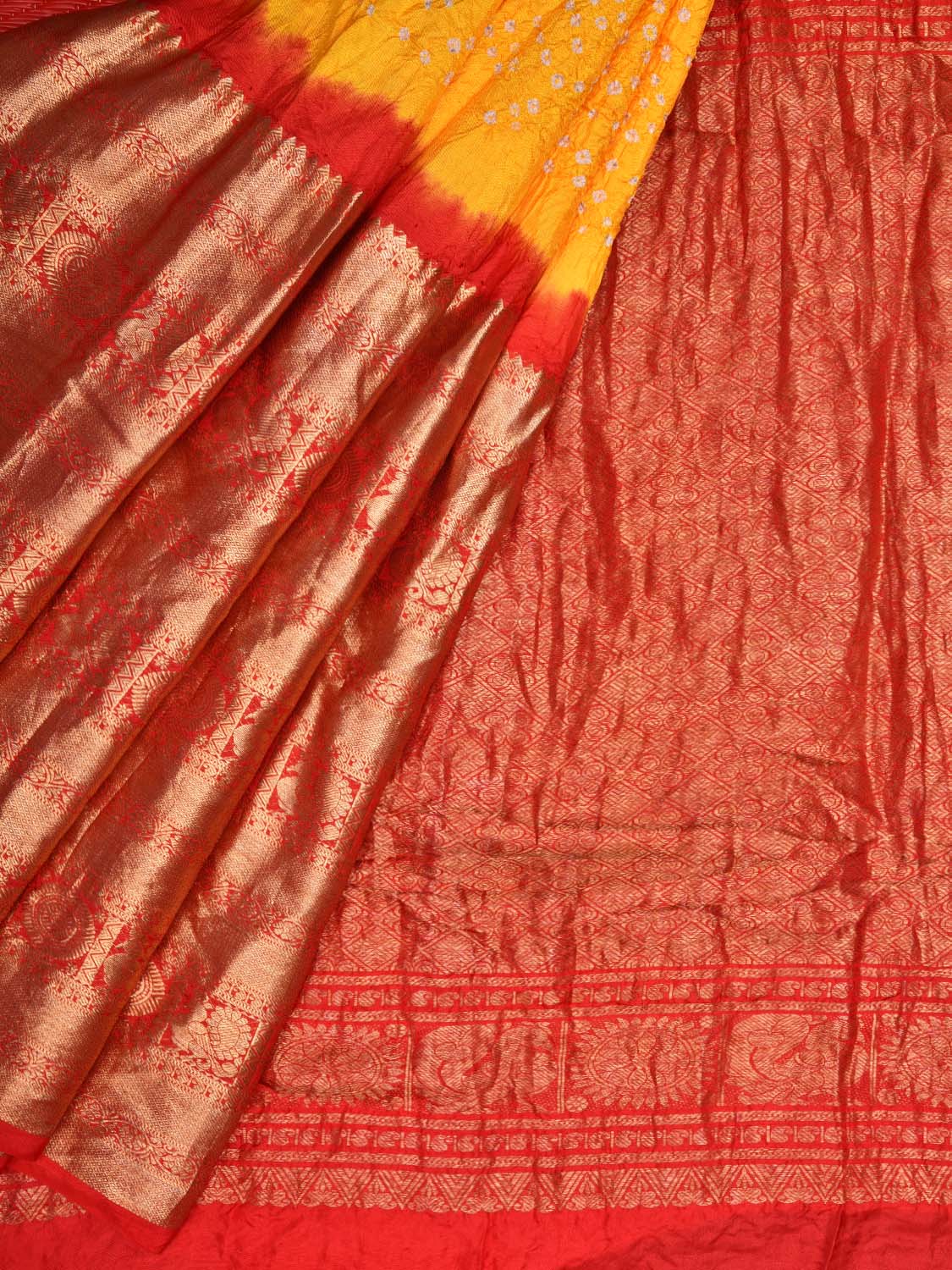 Buy Silk Patch Border Bandhani Saree Online -