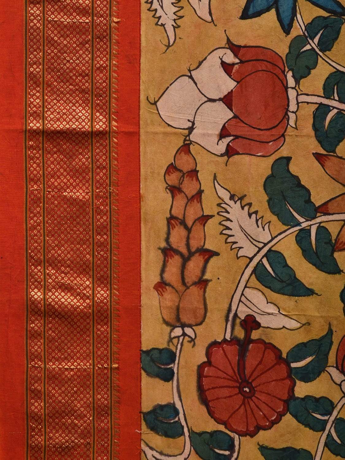 Kalamkari Hand-Painted Maheswari Silk Saree – Okhaistore