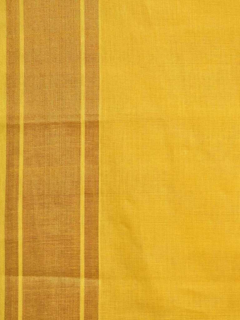 Yellow Khadi Cotton Handloom Saree with Birds Pallu Design kh0440