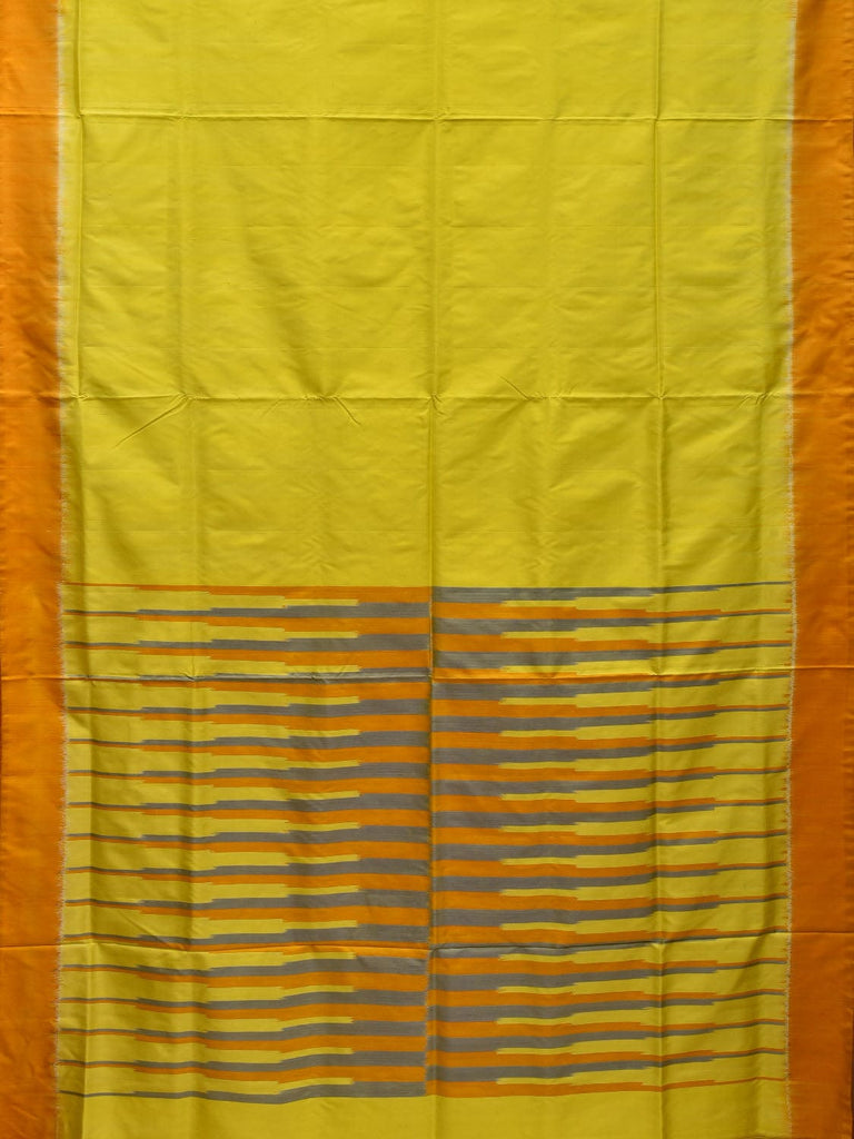 Yellow Pochampally Ikat Silk Handloom Plain Saree with Pallu Design i0738