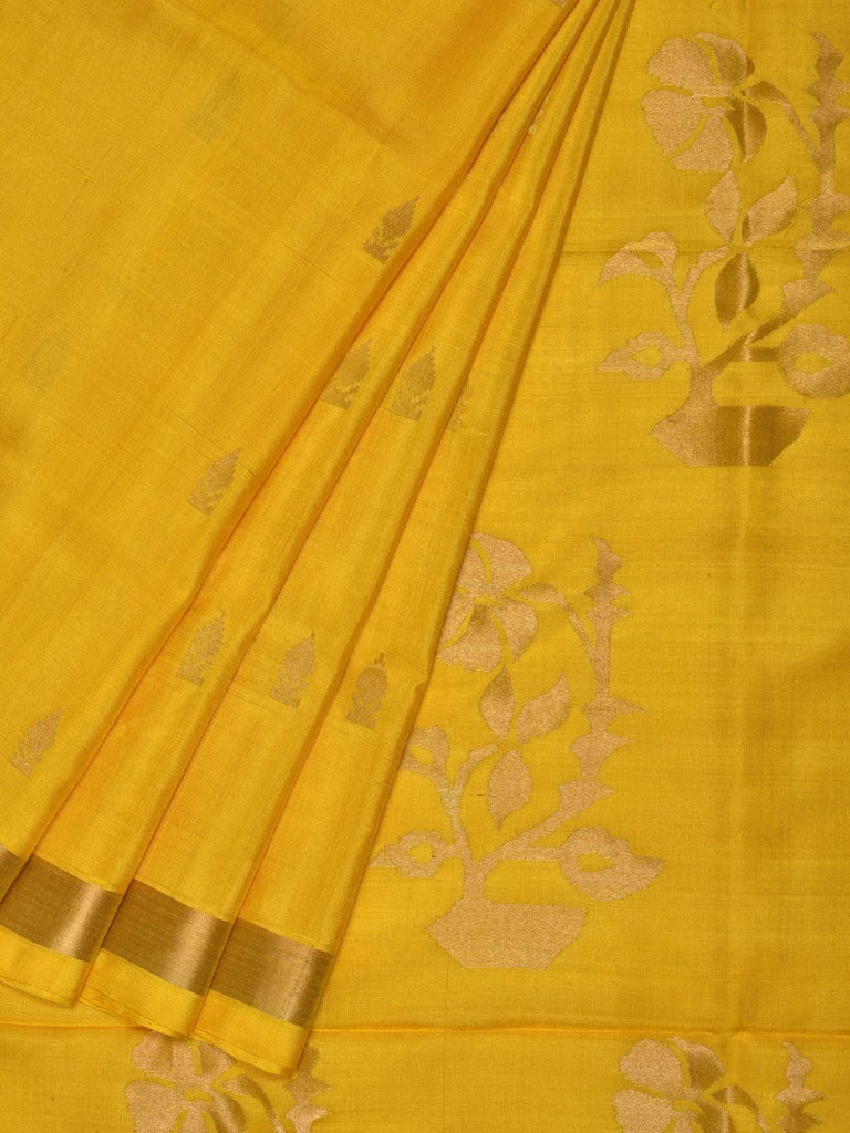 Yellow Uppada Silk Handloom Saree with Flowers Pallu Design u1513