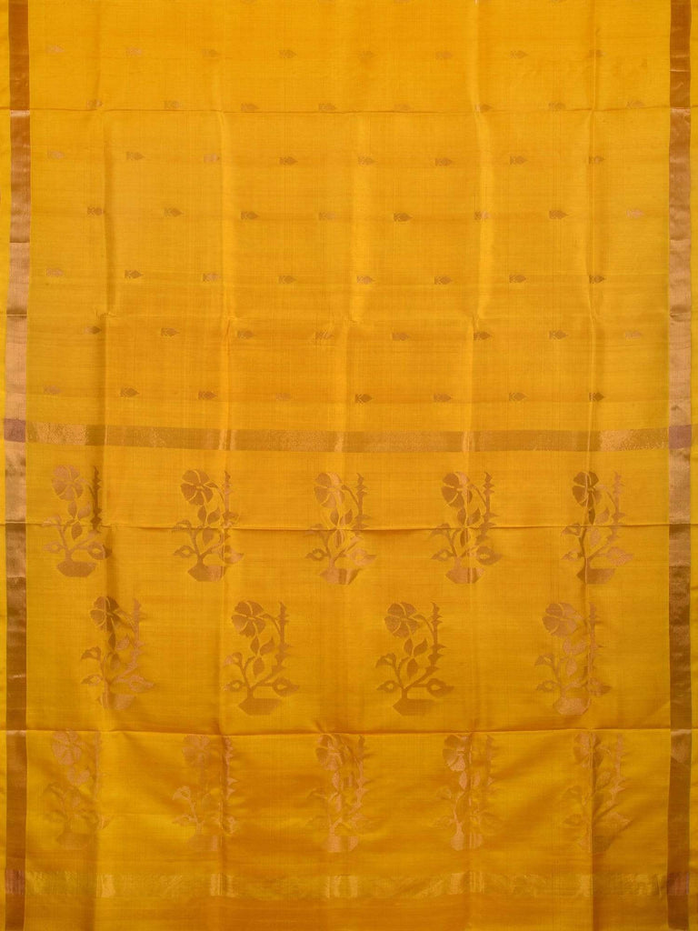 Yellow Uppada Silk Handloom Saree with Flowers Pallu Design u1513